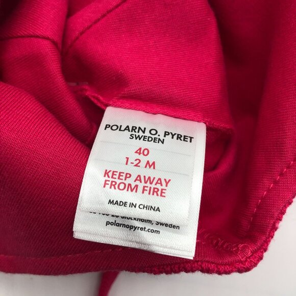 Polarn O. Pyret Infant Knitted Hat With Ear Flaps Ties Cotton Pink 1-2M - Picture 4 of 7